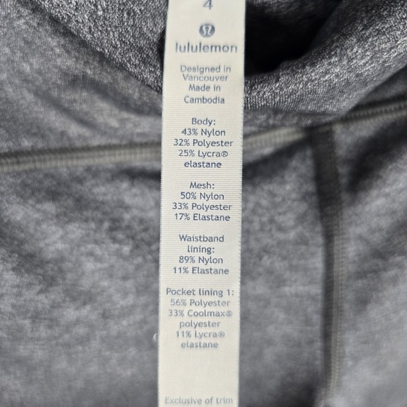 Lululemon Women's High-Rise Gray Leggings Ankle Length Size 4 - Picture 5 of 5